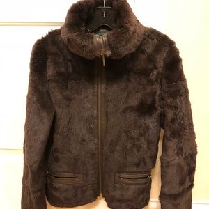 Real rabbit fur  brown coat